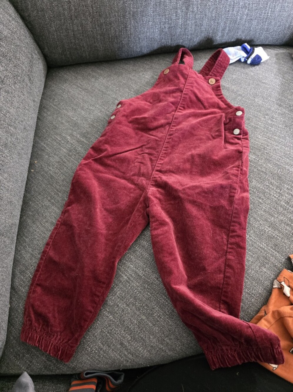 Kids Burgundy Corduroy One-Piece Overalls 2-3ans Sm